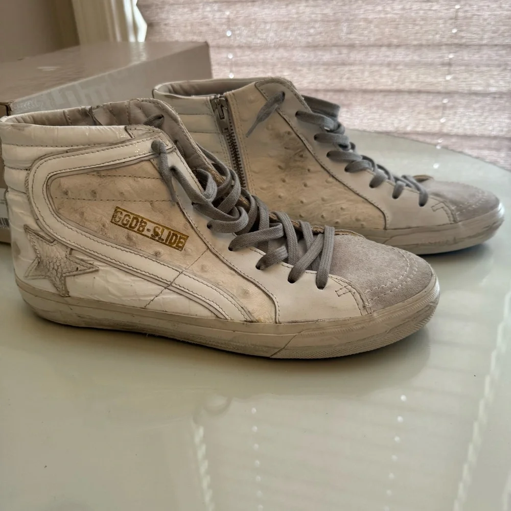 Golden Goose White Patchwork Slide Sneakers - Picture 4 of 9